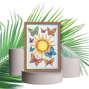 Positive wall art - decorative poster - poster - home decor - typography - sun print - butterflies - good mood