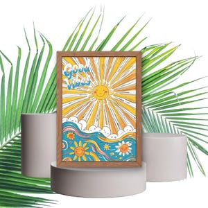 Positive wall art - decorative poster - poster - home decor - typography - sun print - good vibes - flowers