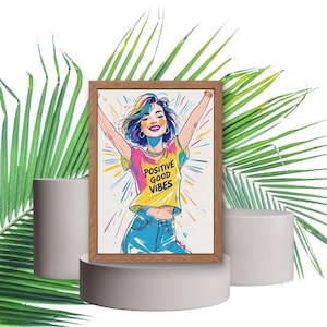 Positive wall art - decorative poster - poster - home decor - typography - multicolor print - positive good vibes