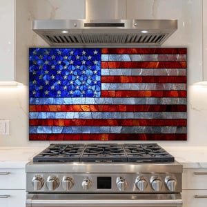 Stained Glass American Flag Backsplash: Patriotic Kitchen Art