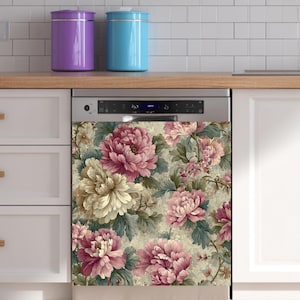 Vintage Floral Dishwasher Magnet Cover: Romantic Boho Kitchen Decor