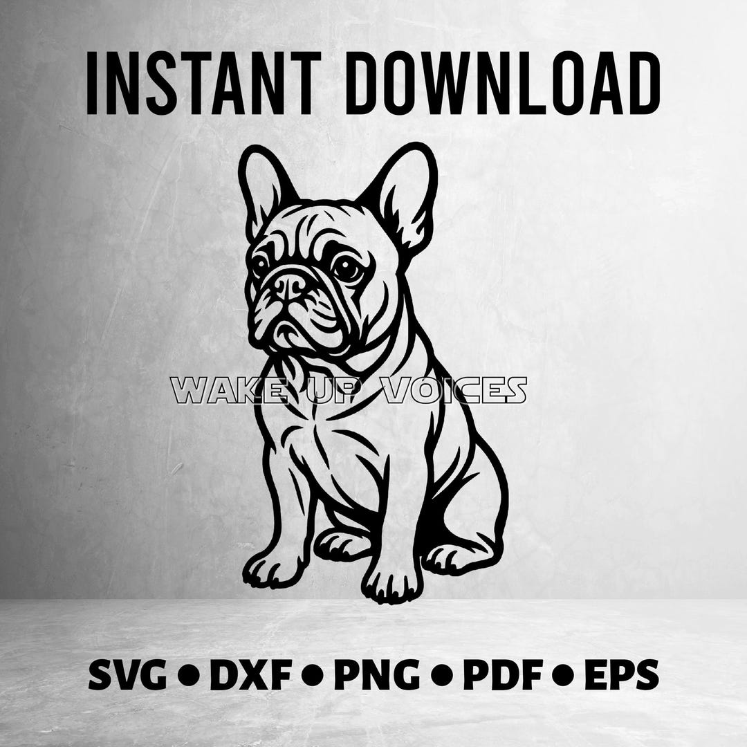 フレンチブルドッグ SVG: Cricut、レーザーカット用ラインアート