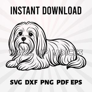 Maltese Dog SVG – Cute Fluffy Puppy Line Art for Cricut, Laser Cut, Engraving, Stickers – Instant Download
