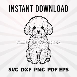 Bichon Frisé Dog SVG – Cute Sitting Puppy Line Art for Cricut & Laser Cutting Files – Instant Download