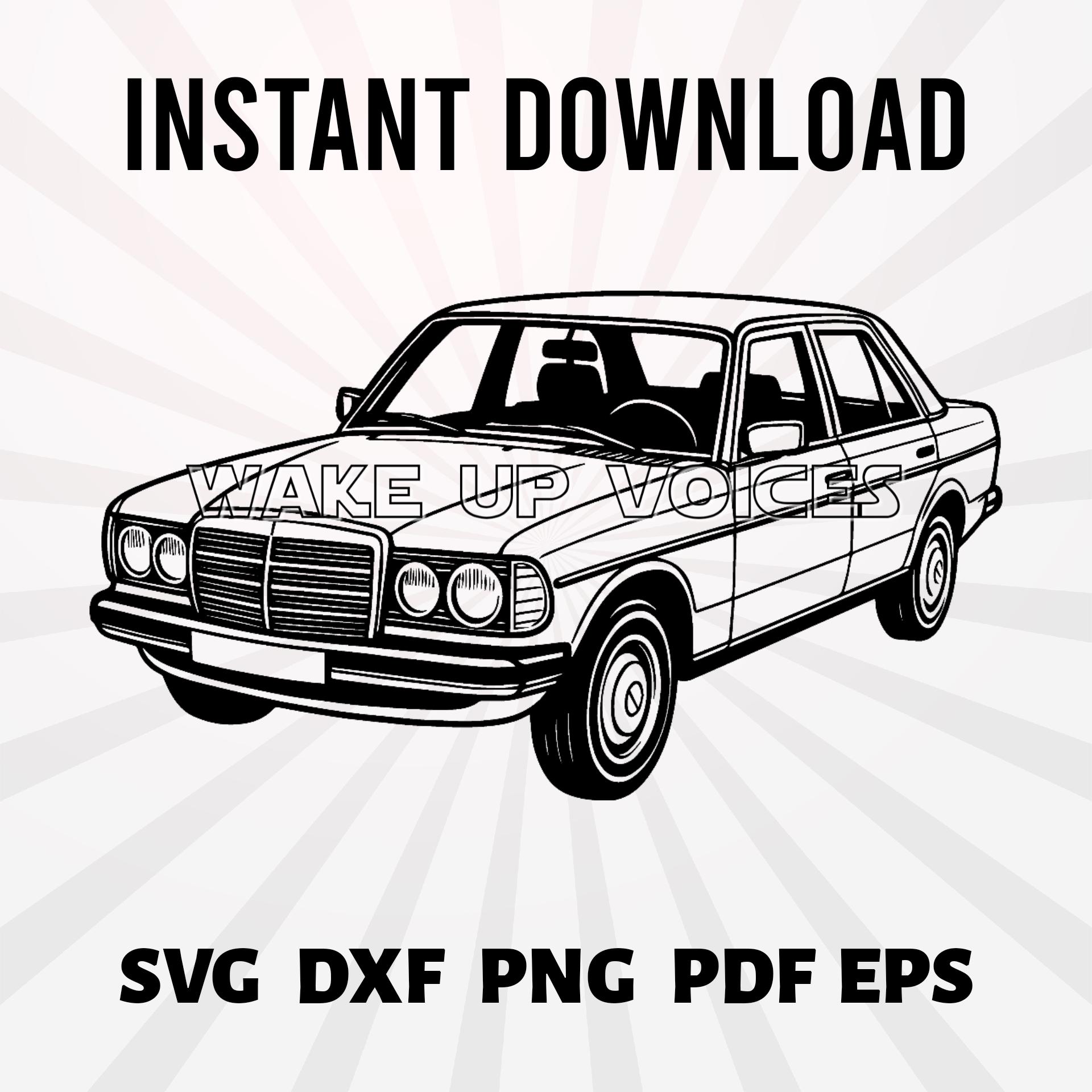 Mercedes W123 SVG – Inspired by Classic German Sedan Line Art for