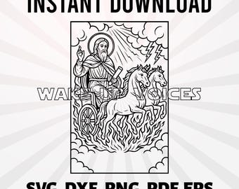 Saint Elijah svg – Orthodox SVG Icon Line Art for Engraving & Religious Crafts
