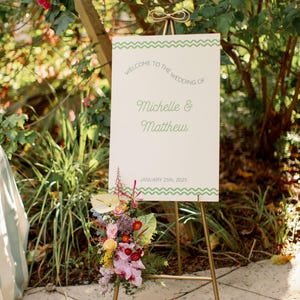 Wedding Welcome Sign Template, Wavy Welcome Sign, Wave Edge Sign, Modern Wedding Sign, Whimsical Wedding