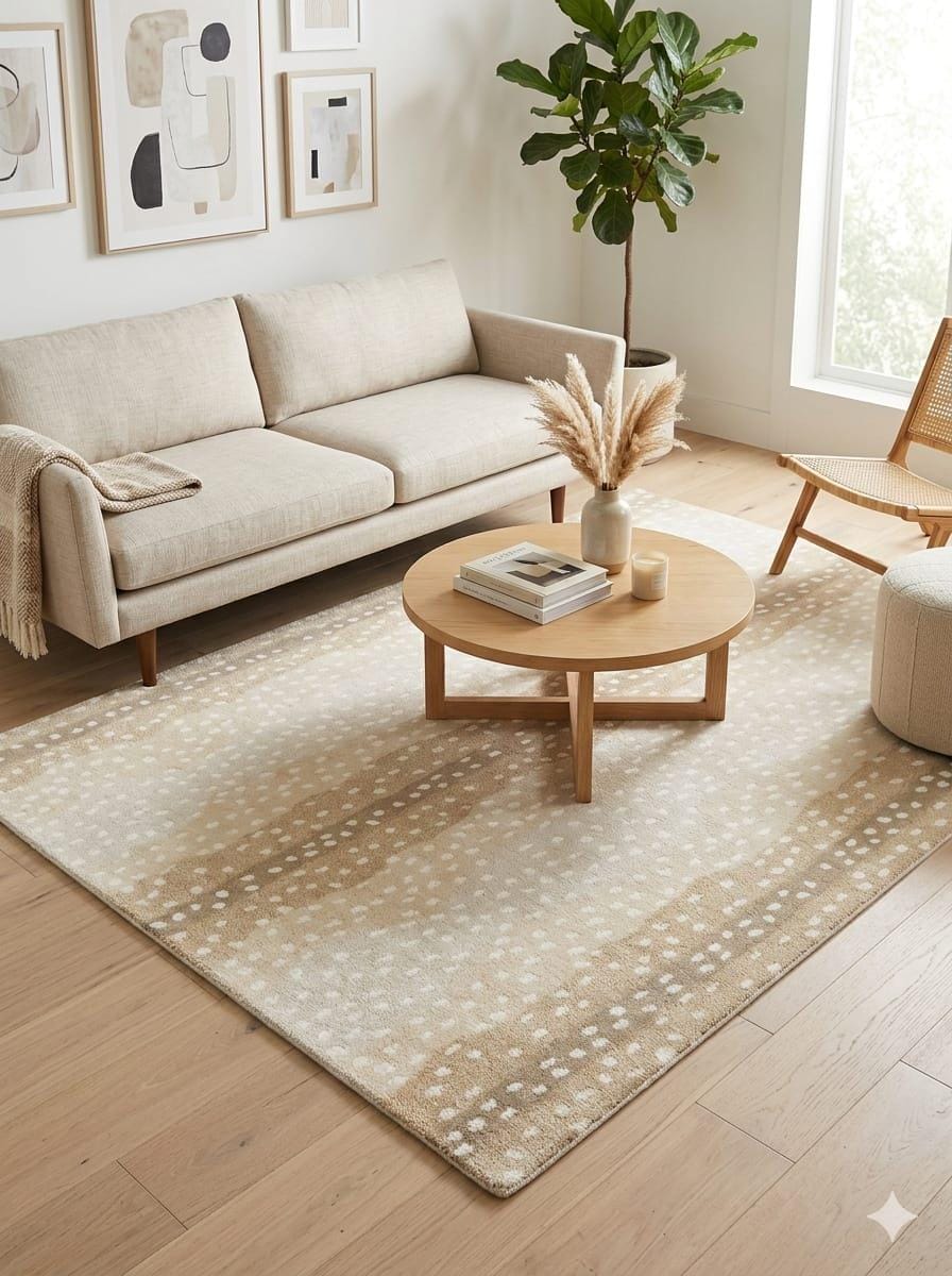 Neutral Antelope Print Rug | Beige Fawn Pattern Area Carpet - Etsy