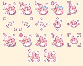 Pink Bunny Cursors | Windows Only | Animated custom bunny cursors | Pixel cursors | Mouse cursors | Pixel art | 8 bit art | PC cursors