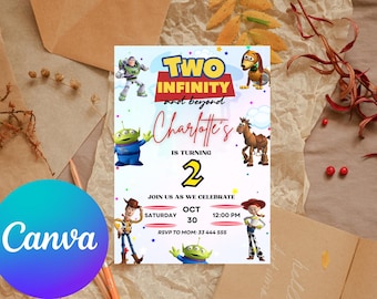 Faire-part d'anniversaire Toy Story | Two Infinity, 2e anniversaire (numérique, toile modifiable)