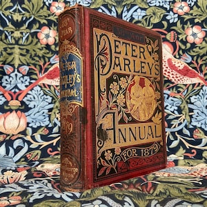 RARE Antique Book Peter Parley&#39;s Annual 1879 Beautiful Gilt Leather Illustrated