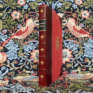 RARE Antique Book The Golden Book of Modern ENGLISH POETRY by Thomas Caldwell Leather Gilt Prize Binding 1900s