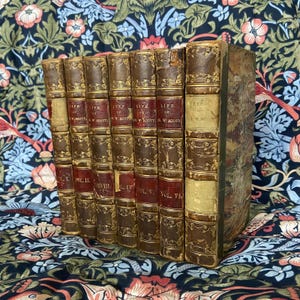 RARE Antique Book Set 7 Volumes The Life of Sir WALTER SCOTT 1837 Beautiful Gilt Leather