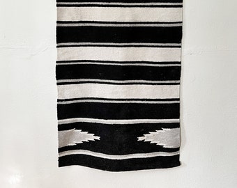 Southwest style 60" black white and gray cotton rug runner