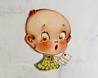 Vintage valentine card with moving eyes