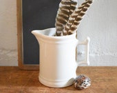 Shenango ironstone milk pitcher - white vintage pitcher - farmhouse decor - white pitcher - antique pitcher -milk pitcher -farmhouse pitcher