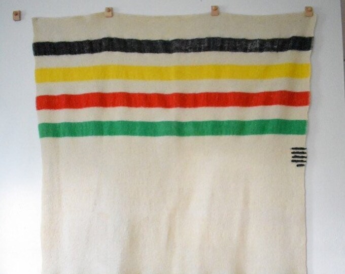 Vintage Hudson Bay 5 Point Wool Blanket Etsy
