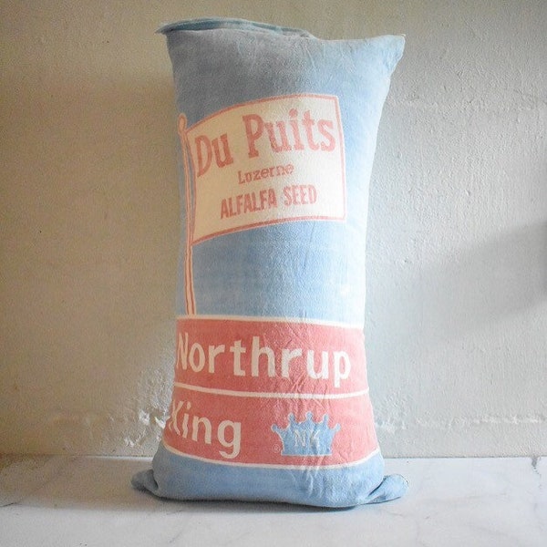 vintage feedback pillow -Du Puits alfalfa seed