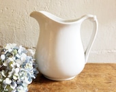 Ironstone pitcher - made in England - farmhouse decor -white ironstone -English ironstone -white pitcher -antique ironstone -vintage pitcher