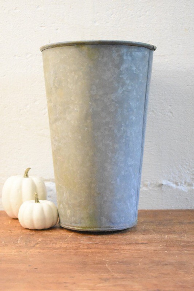 Vintage galvanized metal sap bucket farmhouse metal vase Etsy