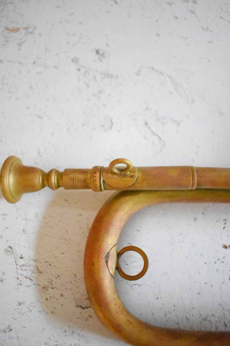 Antique brass bugle instrument christmas decor Etsy