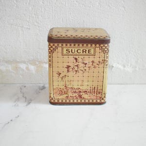 vintage French sugar tin -storage tin - decorative tin