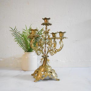 vintage aged brass ornate candelabra