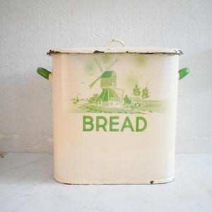 antique made in Holland enamel bread container