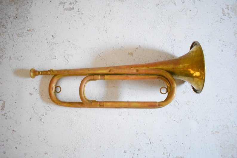 Antique brass bugle instrument christmas decor Etsy