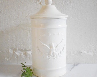 Italian ceramic canister with eagle and stars