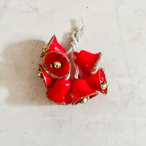 vintage Christmas package tie on- red Christmas bells
