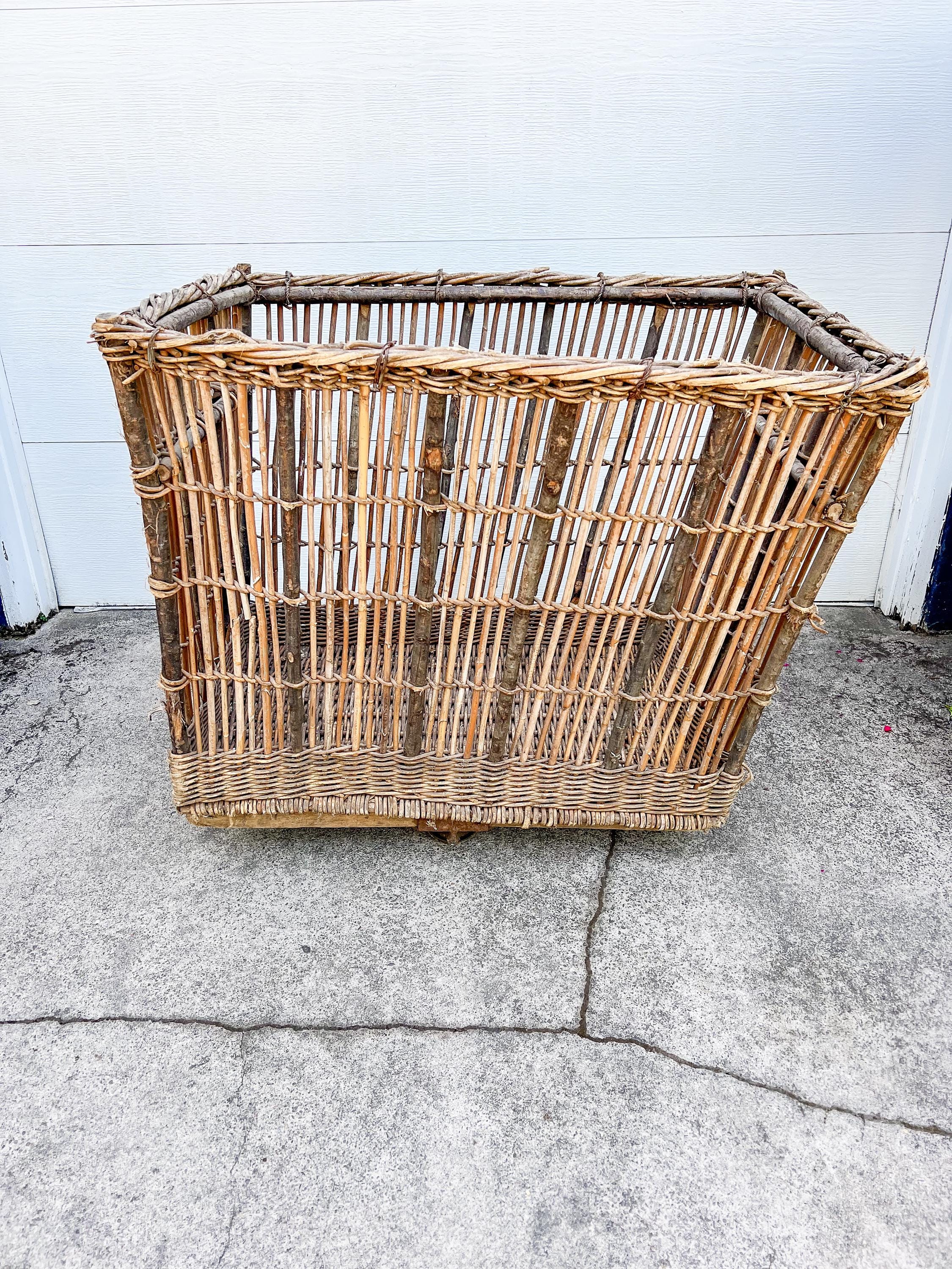 Vintage Laundry Basket on Wheels - Etsy