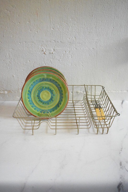 Lg. Thickly GAUGED Wire Dish Rack Vintage Metalware PLATE Pot 