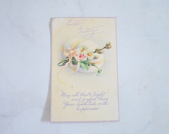 1920's vintage Easter postcard - Easter egg and flowers