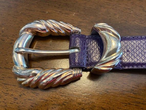 Vintage 90’s Cipriani Purple Lizard Print Belt View 3