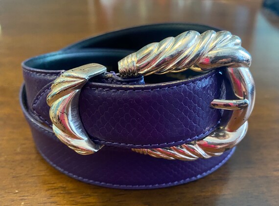 Vintage 90’s Cipriani Purple Lizard Print Belt View 2