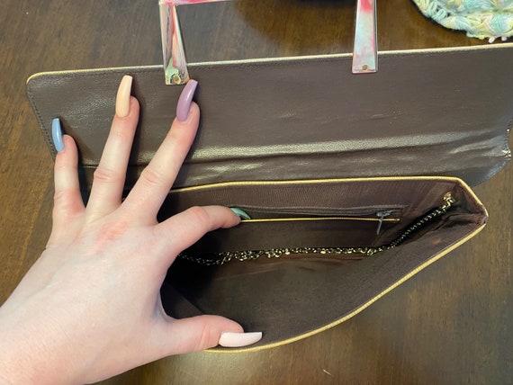 Vintage Snake Python Patchwork Clutch Chain Bag - image 4