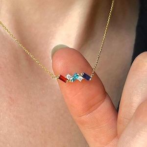 Birth stone Necklace, Zig zag Mothers Birthstone Necklace, Personalized Necklace , Mother Birthstone Jewelry, Mothers Day Gift, Gift For Mom