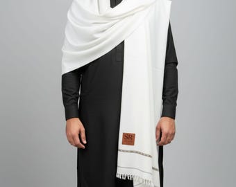 Pure White Wool Shawl for Men | Handmade Pakistani Gents Shawl!