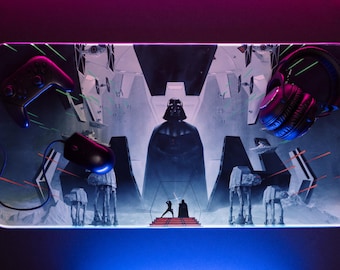 Tappetino per mouse LED RGB Star Wars: Darth Vader e Luke Skywalker