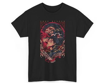 Maglietta unisex in cotone Attack On Titan, maglietta nera con disegno di Eren Yeager