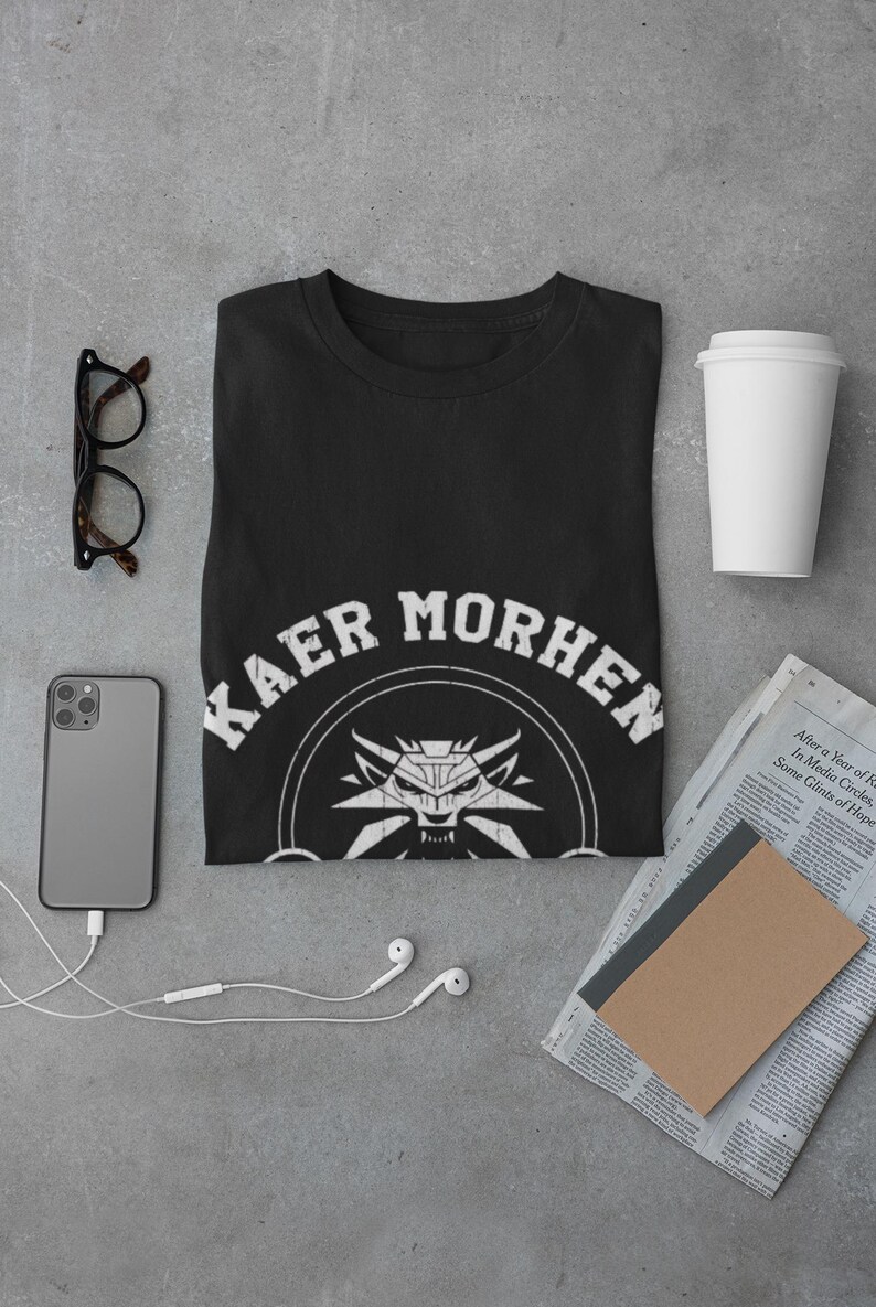 Katoenen Witcher-T-shirt, Kear Morhen Wolf-schoolT-shirt, gamingkleding afbeelding 7