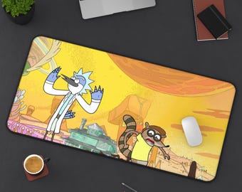 Tappetino per mouse XXL divertente con motivo Regular Show Mordecai e Rigby