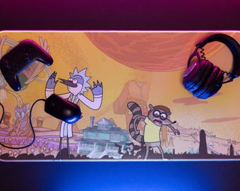 Regular Show, tappetino per mouse RGB a LED Mordecai e Rigby