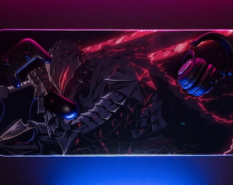 Tappetino per mouse da gioco RGB con LED Berserk e Guts In Armor