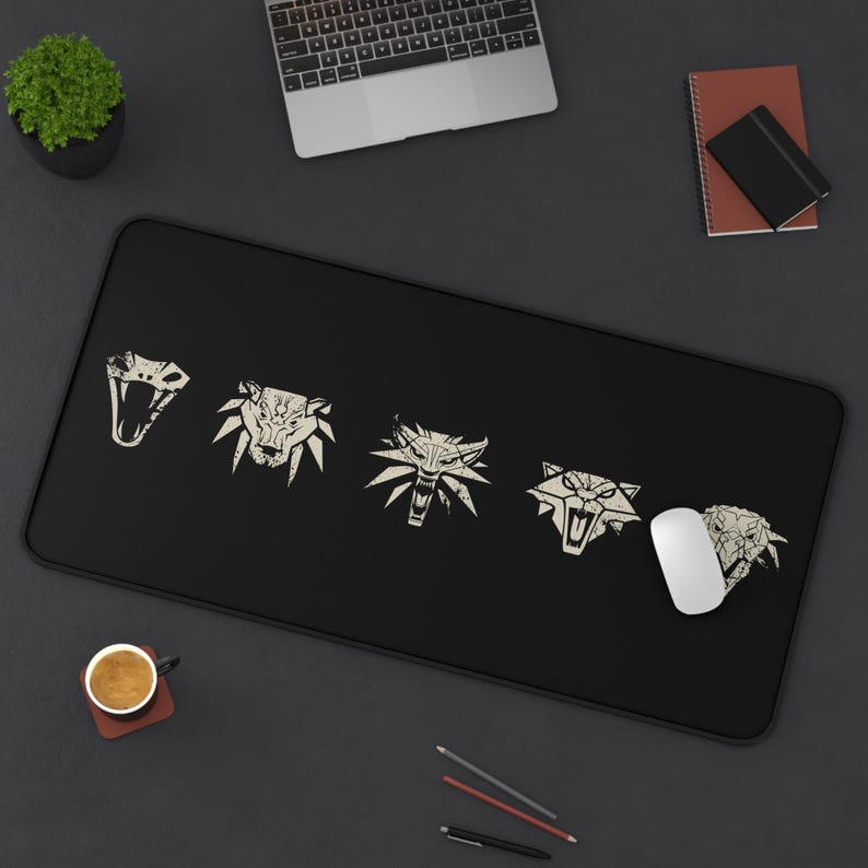 Witcher Schools Extra Large Mouse Pad, Viper, Bear, Wolf, Cat, Griffin Schools of The Witchers image 1