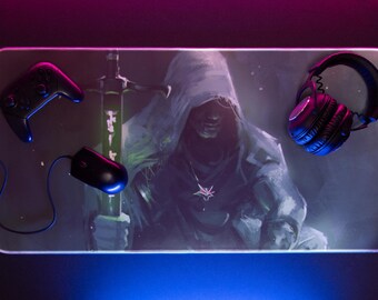 Tappetino per mouse LED RGB con spada di The Witcher Geralt di Rivia