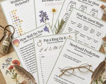 Brautparty Spiele-Bundle, Blumen-Hochzeits-Party-Pack (druckbare PDF, Canva)