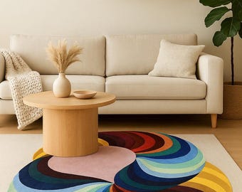 Hand Tufted Abstract Multicolor Wool Rug 9x12 – Modern Statement Area Rug for Living Room & Bedroom Decor