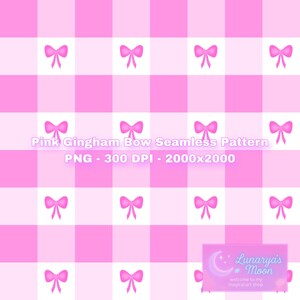 Pink Gingham Bow Seamless Pattern – Coquette Aesthetic Digital Paper